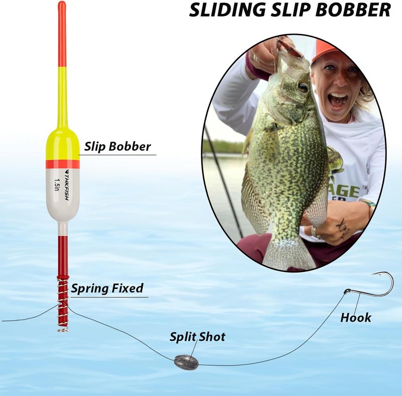 THKFISH Fishing Bobbers Fishing Floats and Bobbers Slip Bobbers for Fishing Balsa Floats Crappie Fishing Bobbers Fixed Bobber (1.5"X0.59"X5.4") (2.5"X0.59"X5.4") - Image 2